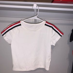 SHEIN white cropped tee.